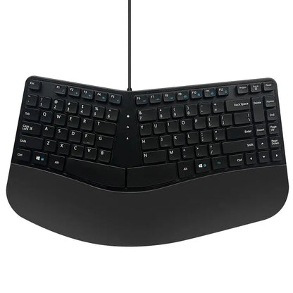390B gesplitst ergonomisch toetsenbord bovenaanzicht met USB-kabel