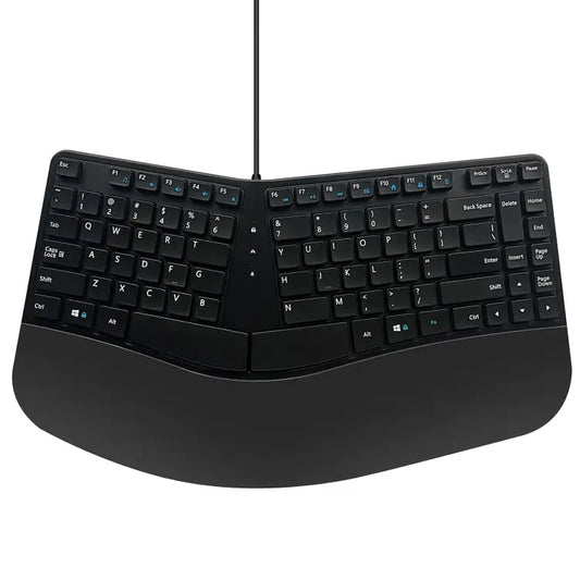 390B gesplitst ergonomisch toetsenbord bovenaanzicht met USB-kabel