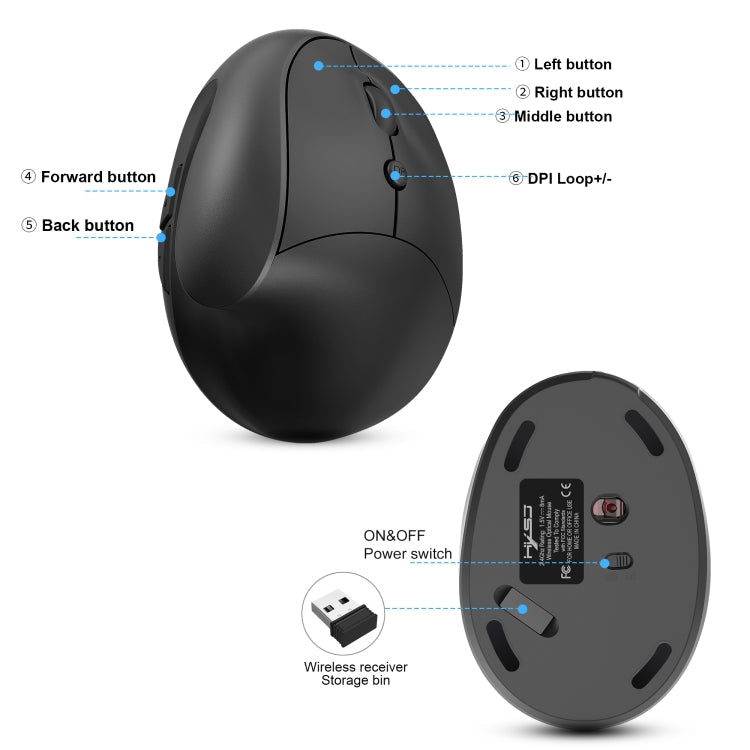 X10 ergonomische muis knoppen en USB-ontvanger overzicht