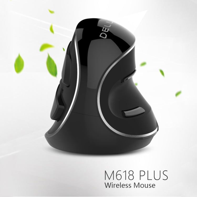 DELUX M618 Plus draadloze verticale muis vooraanzicht met logo