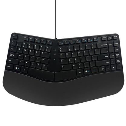 390B ergonomisch compact toetsenbord vooraanzicht met USB-kabel