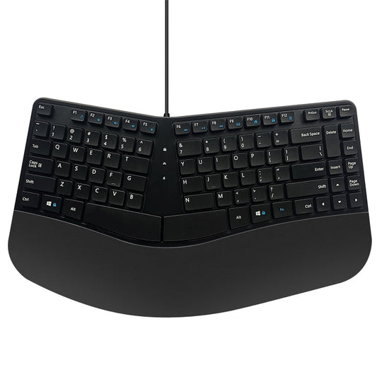 390B ergonomisch compact toetsenbord vooraanzicht met USB-kabel