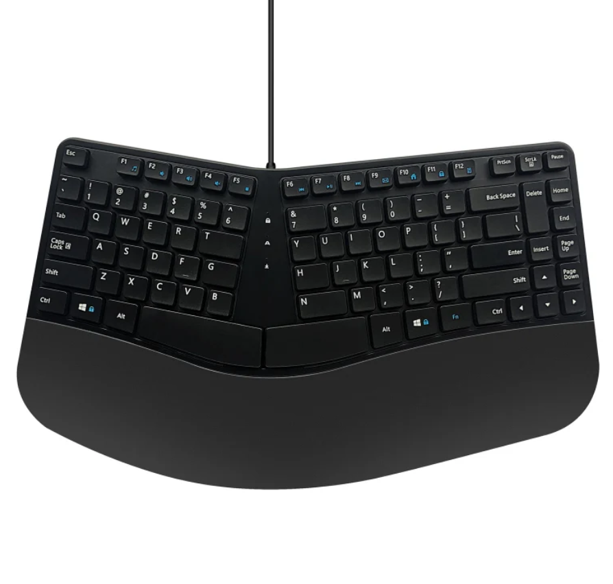 Ergonomisch gesplitst toetsenbord met polssteun