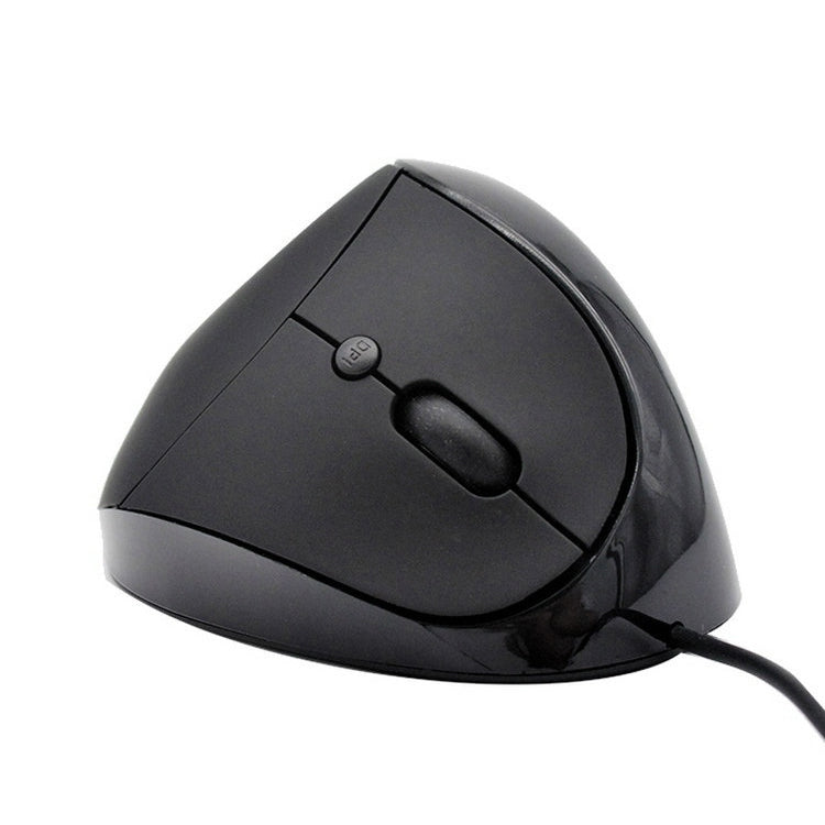 JSY-05 ergonomische verticale muis zwart vooraanzicht met USB-kabel