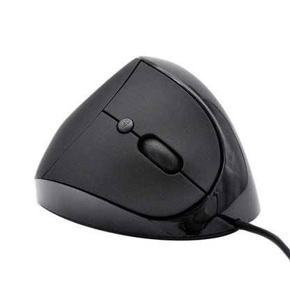 JSY-05 ergonomische verticale muis zwart vooraanzicht met USB-kabel
