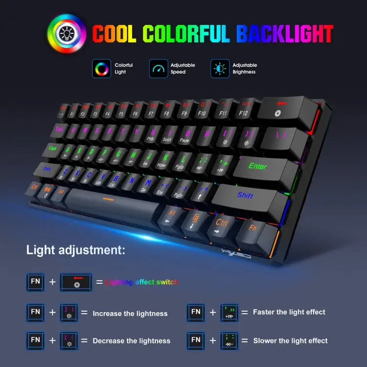 HXSJ L800 RGB verlichting kleurrijke backlight modi instelling