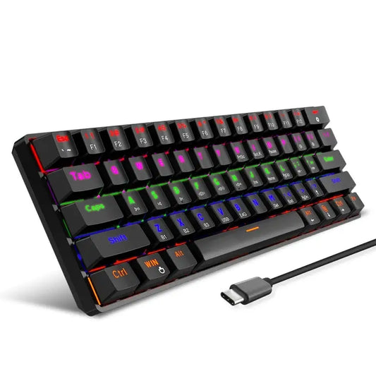 HXSJ L800 mechanisch toetsenbord 61 toetsen RGB verlichting zwart vooraanzicht