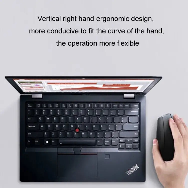 enovo ThinkBook verticale muis in gebruik met laptop