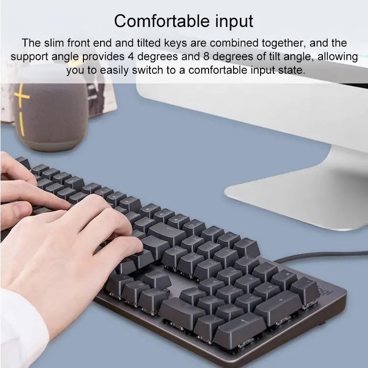 Logitech K845 comfortabel typen handen close-up bureau