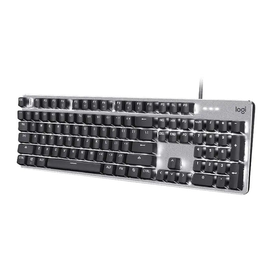 Logitech K845 mechanisch toetsenbord vooraanzicht met USB-kabel