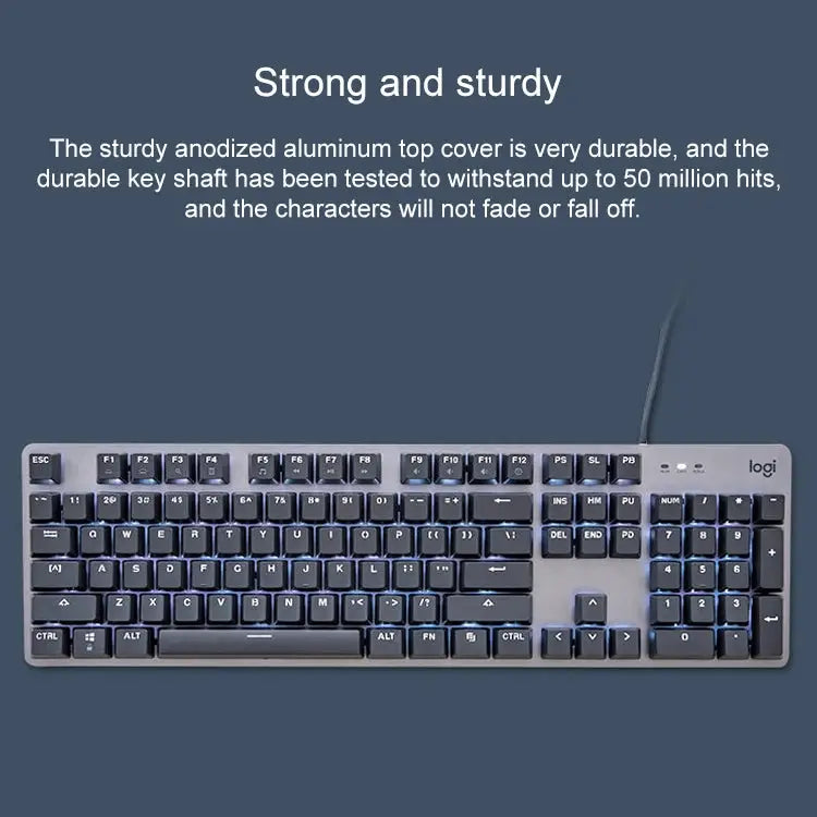 Logitech K845 CHERRY Blue schakelaars nauwkeurig typen uitleg
