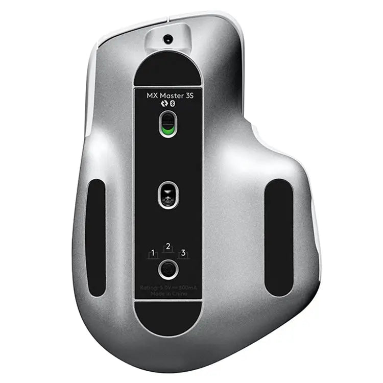 Logitech MX Master 3S muis onderkant met sensor en schakelaar
