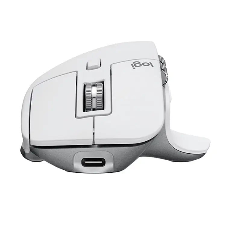 Logitech MX Master 3S muis vooraanzicht wit USB-C oplaadpoort