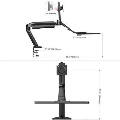 North Bayou NB40 monitorarm in gebruik staand werken bureau